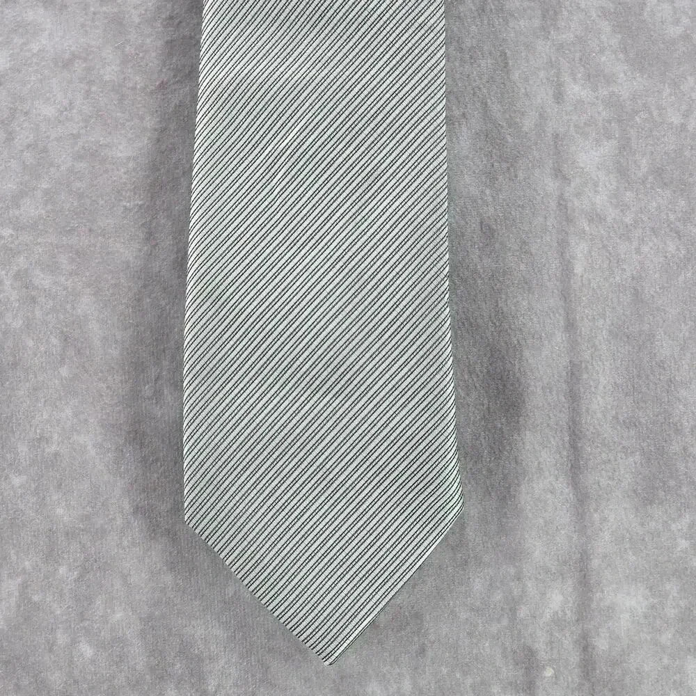 Kiss‎ Ties Gray Black Silver Stripe Microfiber Men's Neck Tie NWOT